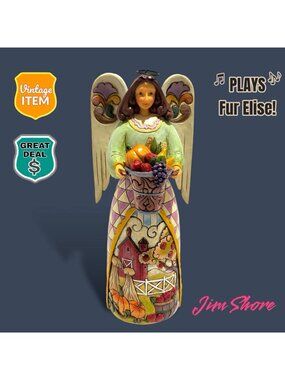 Jim Shore Heartwood Creek Autumns Bounty Musical Box Angel Figurine Music Farm.